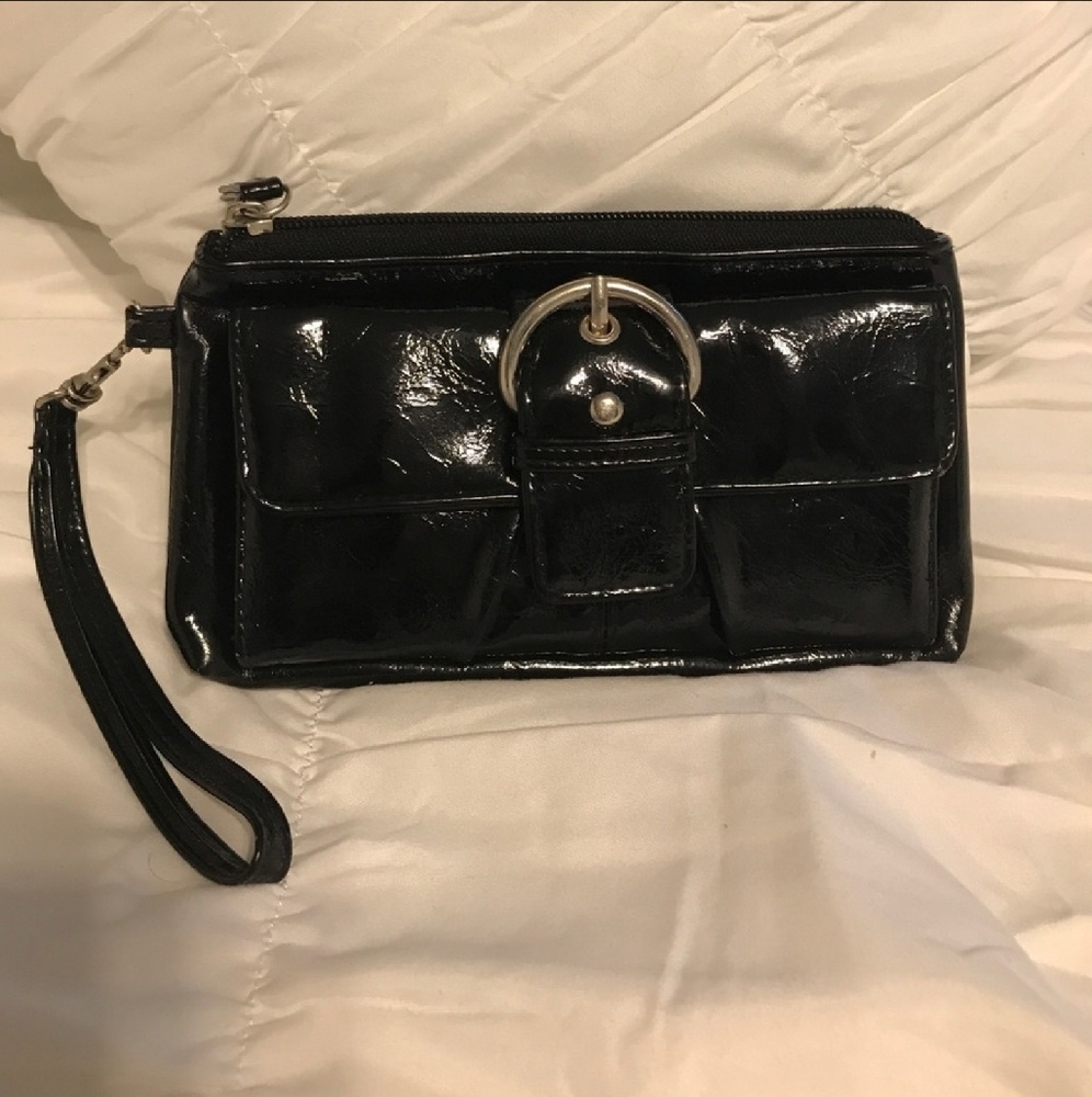 Black Patent Clutch Wristlet Wallet